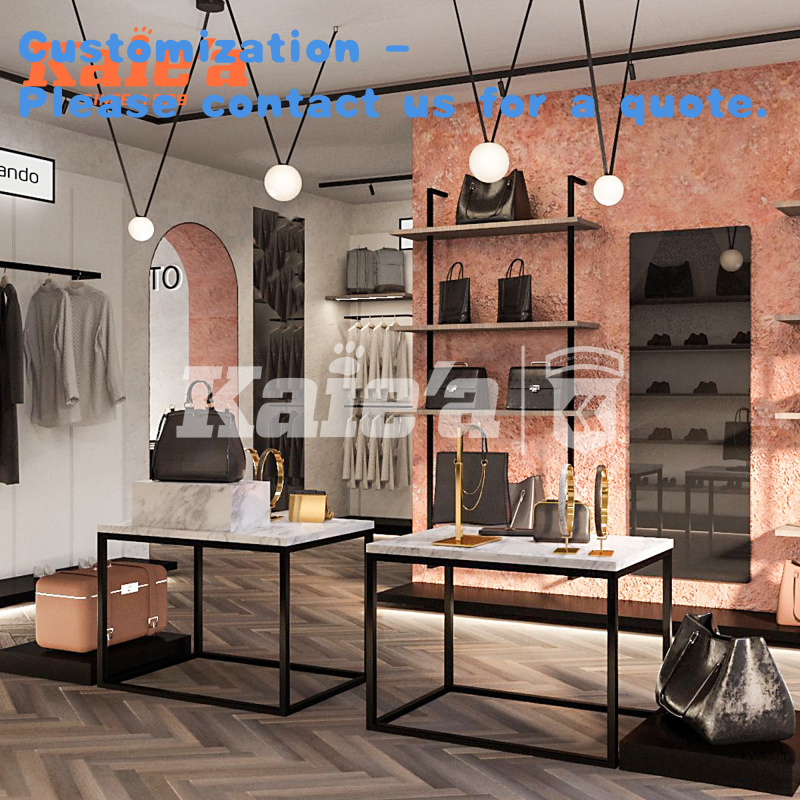 Luxury Bags In Store - カスタムシューズバッグショップインテリアデコレーション3Dデザイン高級店ディスプレイテーブル木製靴店家具ハンドバッグショップ