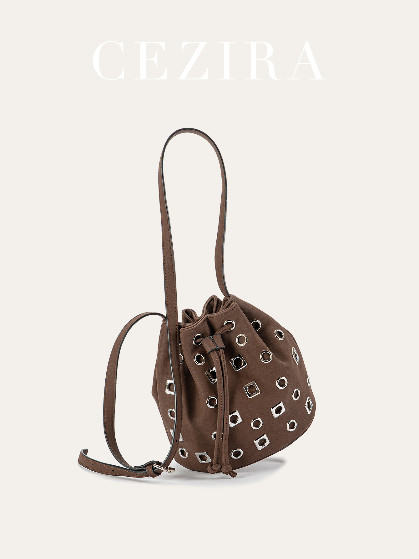 Luxury Bags Vegan Leather - CR レディース ラグジュアリー パンク ホローアウト バケットバッグ