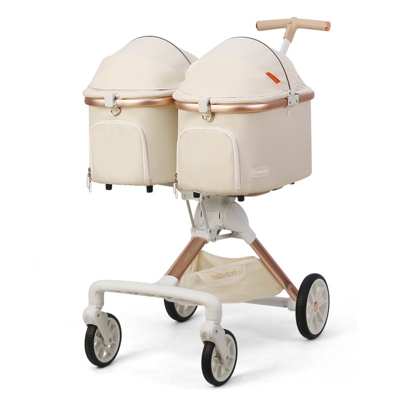 Luxury Bags Cute - かわいい折りたたみ猫ベビーカー 2 猫用 4 輪屋外デュアル猫ベビーカーバッグ取り外し可能な犬トロリーキャリア高級ペット製品