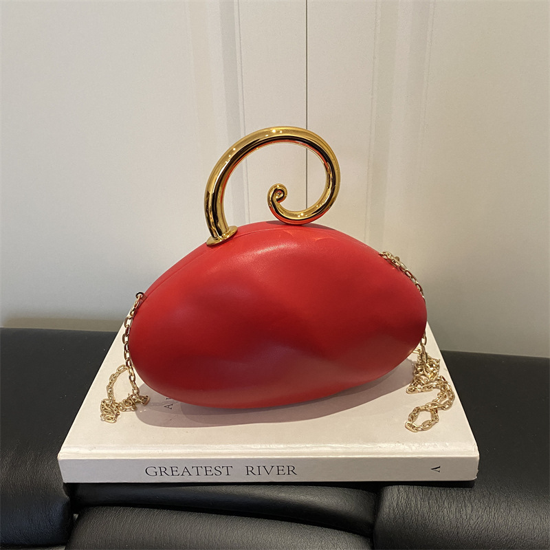 Luxury Bags Cute - ラグジュアリーな曲線状のペブルシェイプミニクラッチバッグ、ファッショナブルなチェーン付き、シックなレディースイブニングバッグ、キュートなパーティーハンドバッグ（2026年向け）