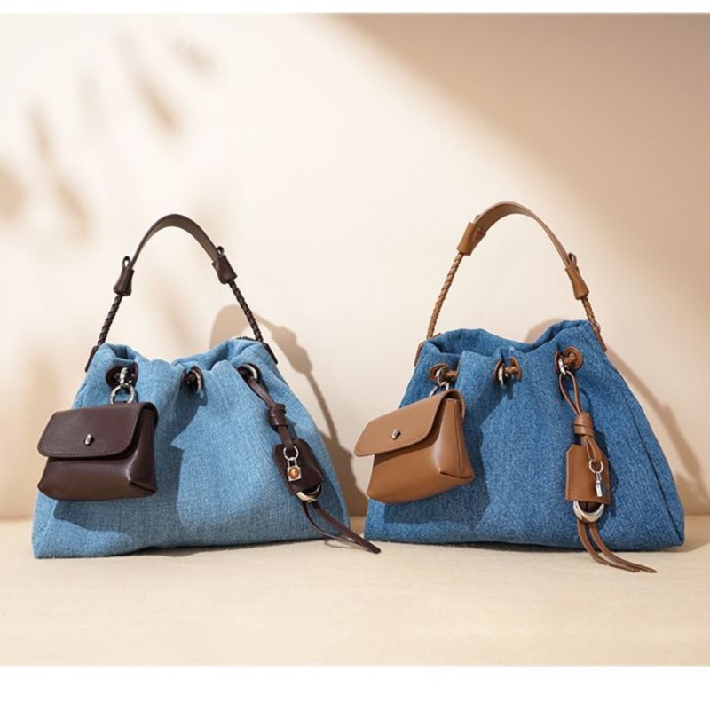 Luxury Y2K Bags - JIAERDI ハイストリートデニムバケットバッグ財布女性レトロハンドル高級デザインカジュアルクロスボディバッグ女性のレトロメッセンジャーバッグ Y2k