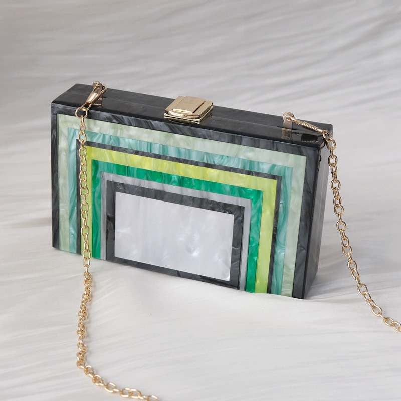 Luxury Bags Cute - 新作トレンドハンドバッグ ファッションレディースバッグ グリーンストライプアクリル ラグジュアリーパーティーイブニングバッグ 女性用キュートウェディングボックス ヴィンテージクラッチパース