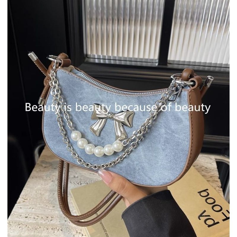Luxury Bags To Sell - 高品質人気販売卸売ニッチデザインパールボウ軽量ショルダーバッグファッション高級チェーンピーバッグクロスボディバッグ女性用