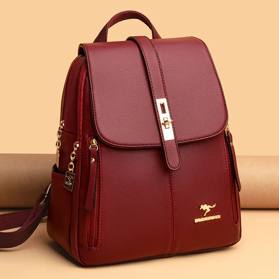 Luxury Bags Girls - 女性革大容量バックパック高品質ヴィンテージスクールバッグ女の子旅行リュックサックデイパック高級 Mochila ブックバッグ