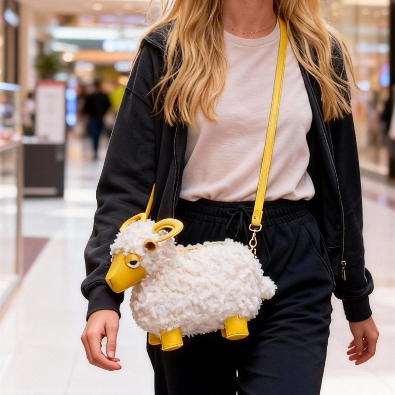 Luxury Bags Cute - 新しいファッションデザインかわいい羊の形のハイエンドクロスボディバッグ女性のソフト動物漫画ハンドバッグ女性トレンディな高級ドレスバッグ