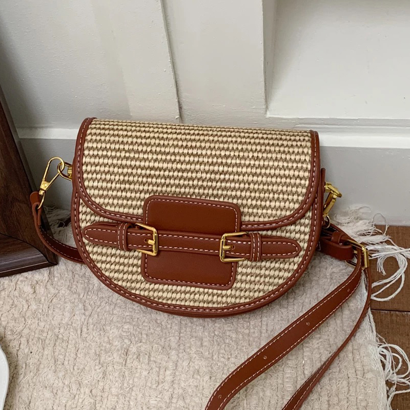 Luxury Bags 2026 - イングランドスタイル ミニストローサドルバッグ レディース 高級デザイナーハンドバッグ パピルス編み PUベルトショルダー付き