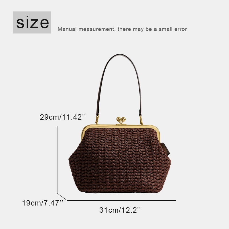 手織りキスロックフレームショルダーラフィアビーチバッグ女性用 - Luxury Bags 2026 のレビューと価格