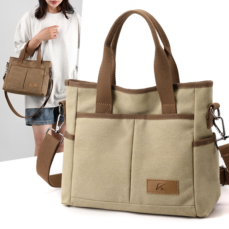 新しいカジュアルキャンバスバッグ大容量ハンドバッグ韓国スタイ - Luxury Bags Korea のレビューと価格