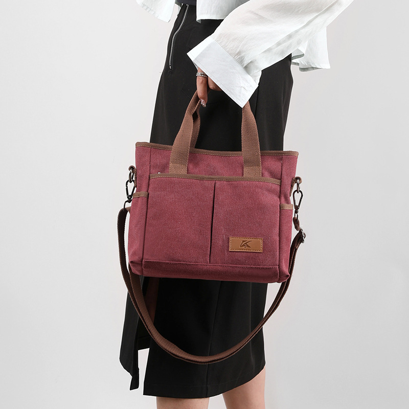 新しいカジュアルキャンバスバッグ大容量ハンドバッグ韓国スタイ - Luxury Bags Korea のレビューと価格