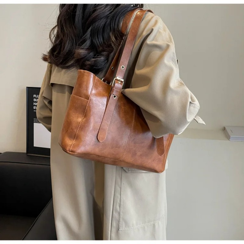 大容量無地ハンドバッグ レディース 2025 韓国風 多機能 - Luxury Bags Korea のレビューと価格