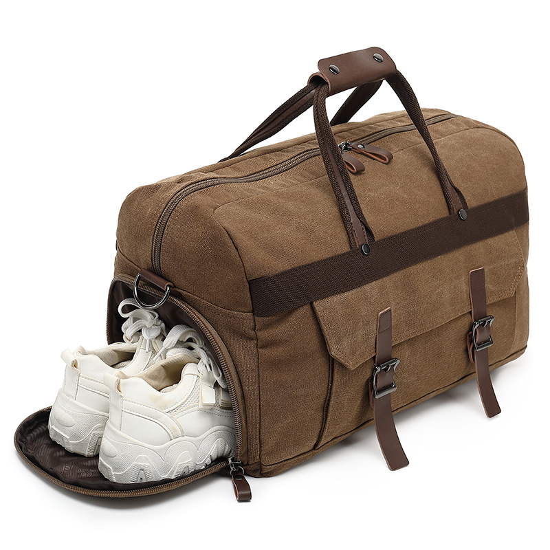 40lヴィンテージキャンバストラベルバッグ,大容量,男性用, - Weekender Bag Duffle のレビューと価格