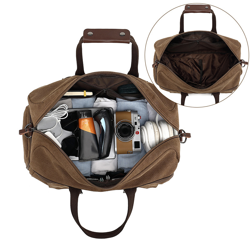 40lヴィンテージキャンバストラベルバッグ,大容量,男性用, - Weekender Bag Duffle のレビューと価格