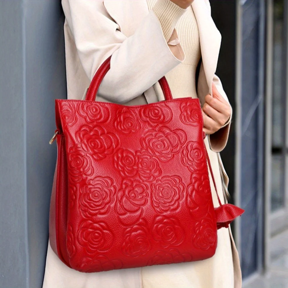 軽やかな高級感漂うエレガントなレトロ風レディース大容量花柄ハ - Luxury Bags Vegan Leather のレビューと価格