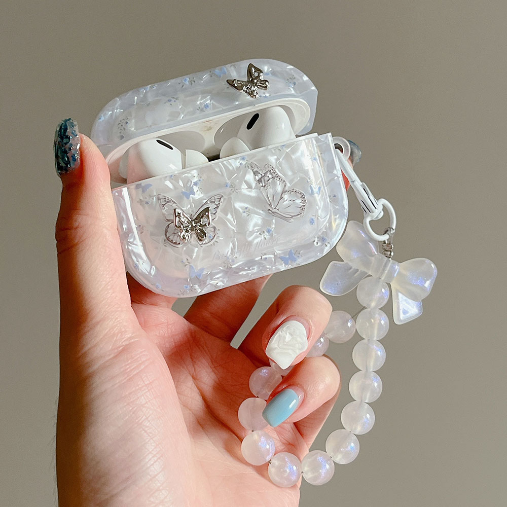 高級シェルテクスチャ金属蝶女の子ケース Airpods 4  - Luxury Bags Girls のレビューと価格