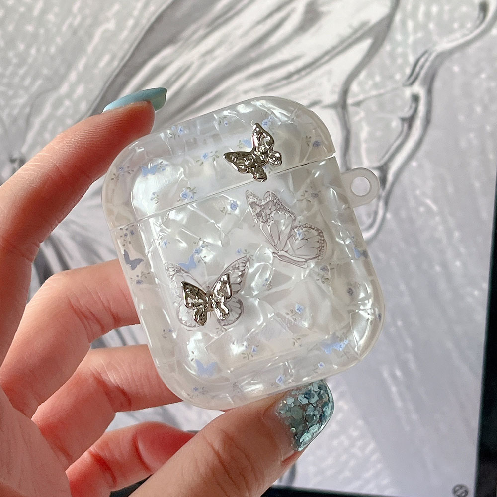 高級シェルテクスチャ金属蝶女の子ケース Airpods 4  - Luxury Bags Girls のレビューと価格