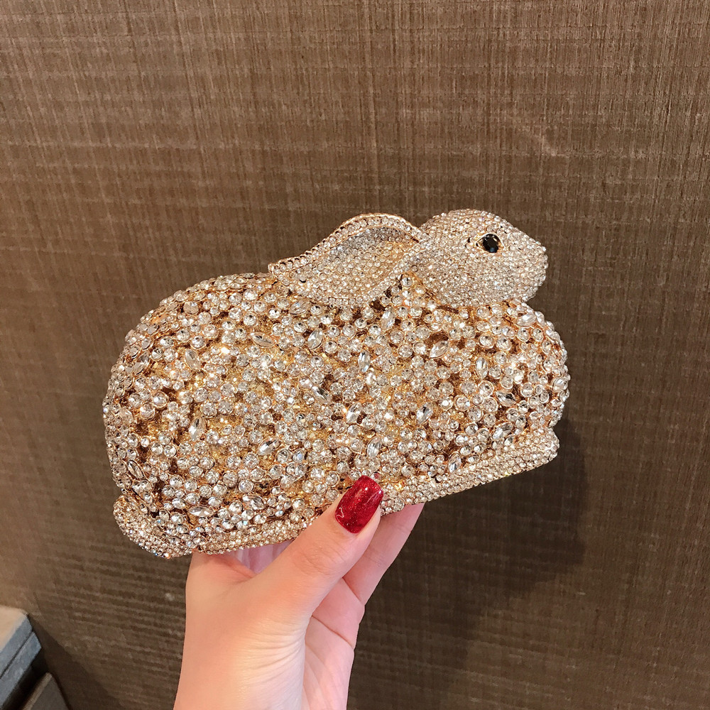 高級かわいいウサギのメタルボックスクリスタルラインストーンダ - Luxury Bags Cute のレビューと価格