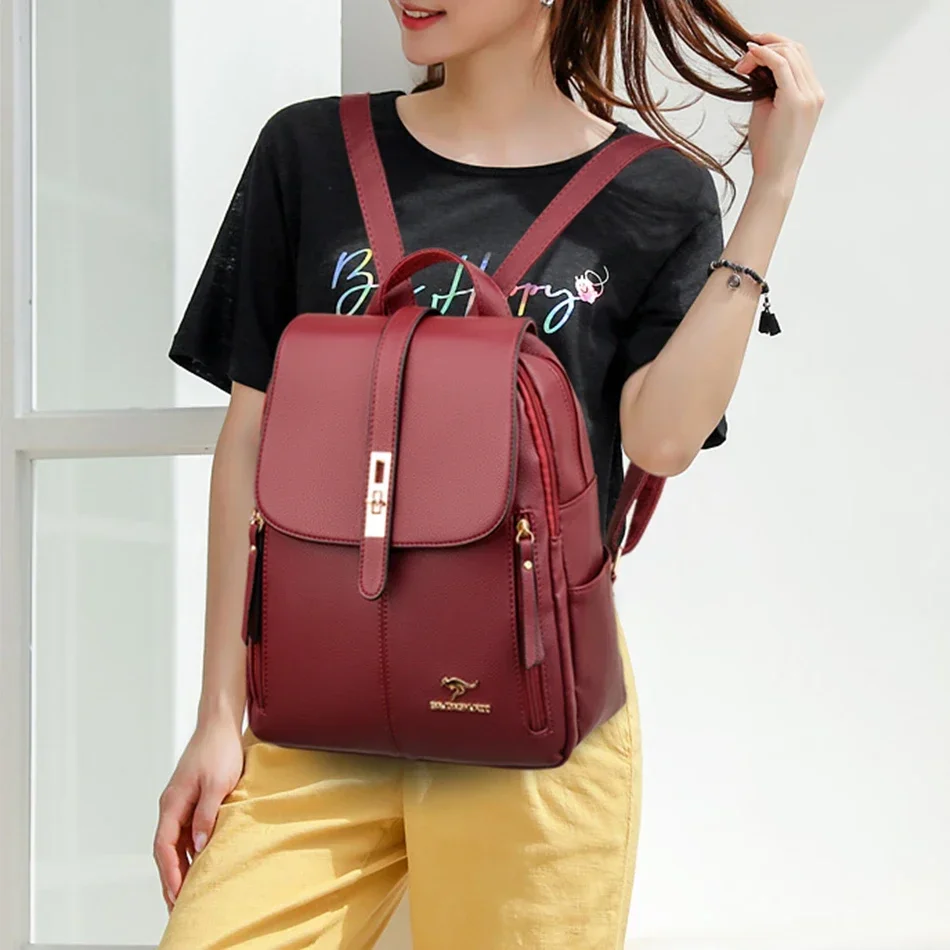 女性革大容量バックパック高品質ヴィンテージスクールバッグ女の - Luxury Bags Girls のレビューと価格