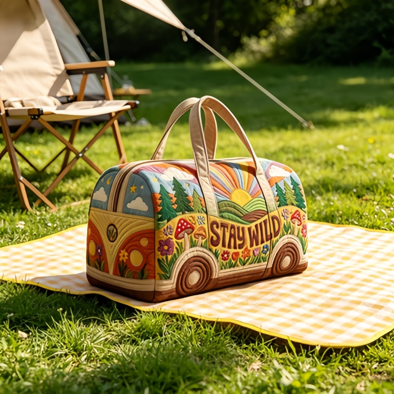 1個入り「STAY WILD」ヒッピートラベルバッグ、3Dキ - Weekender Bag Duffle のレビューと価格