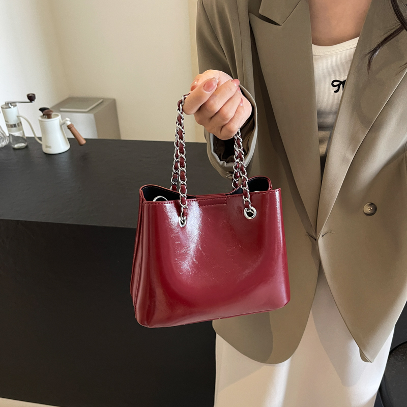 女性用レザーショルダーバッグ,スモールチェーンバケットバッグ - Luxury Y2K Bags のレビューと価格