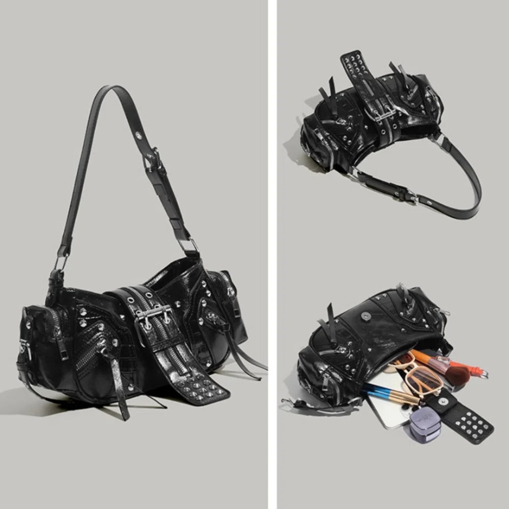 ラグジュアリーリベットショルダーバッグ、無地PUアンダーアー - Luxury Y2K Bags のレビューと価格