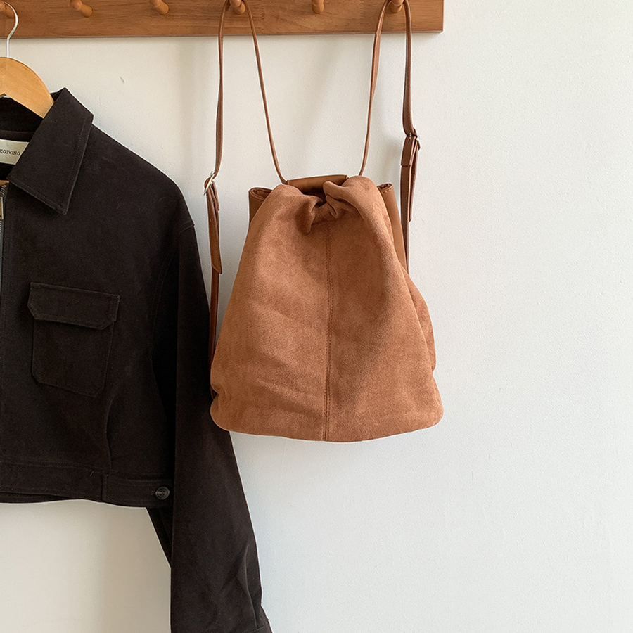 女性用フェイクスエードバケットバッグ,高級デザイナーハンドバ - Luxury Bags Korea のレビューと価格