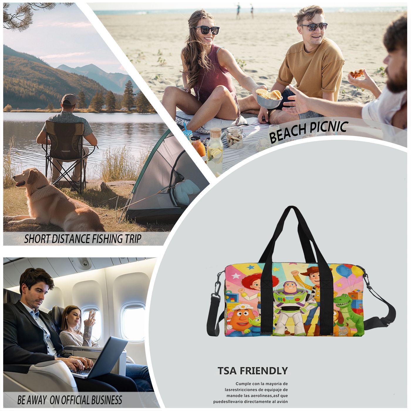 トイ・ストーリーキャラクターズ トラベルバッグ、持ち手付き大 - Weekender Bag Duffle のレビューと価格
