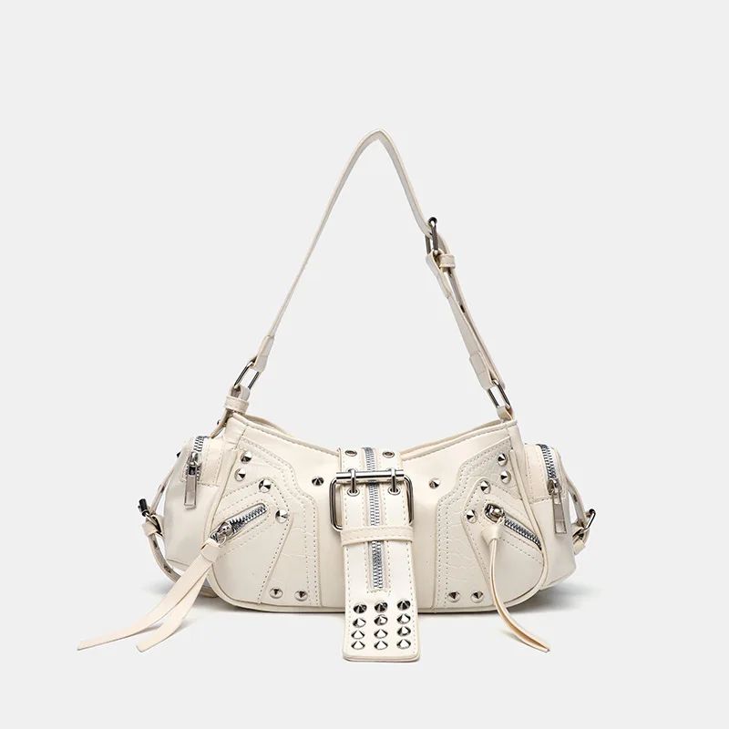 ゴシックリベットハンドバッグウエストバッグ高級ブラッククロス - Luxury Y2K Bags のレビューと価格