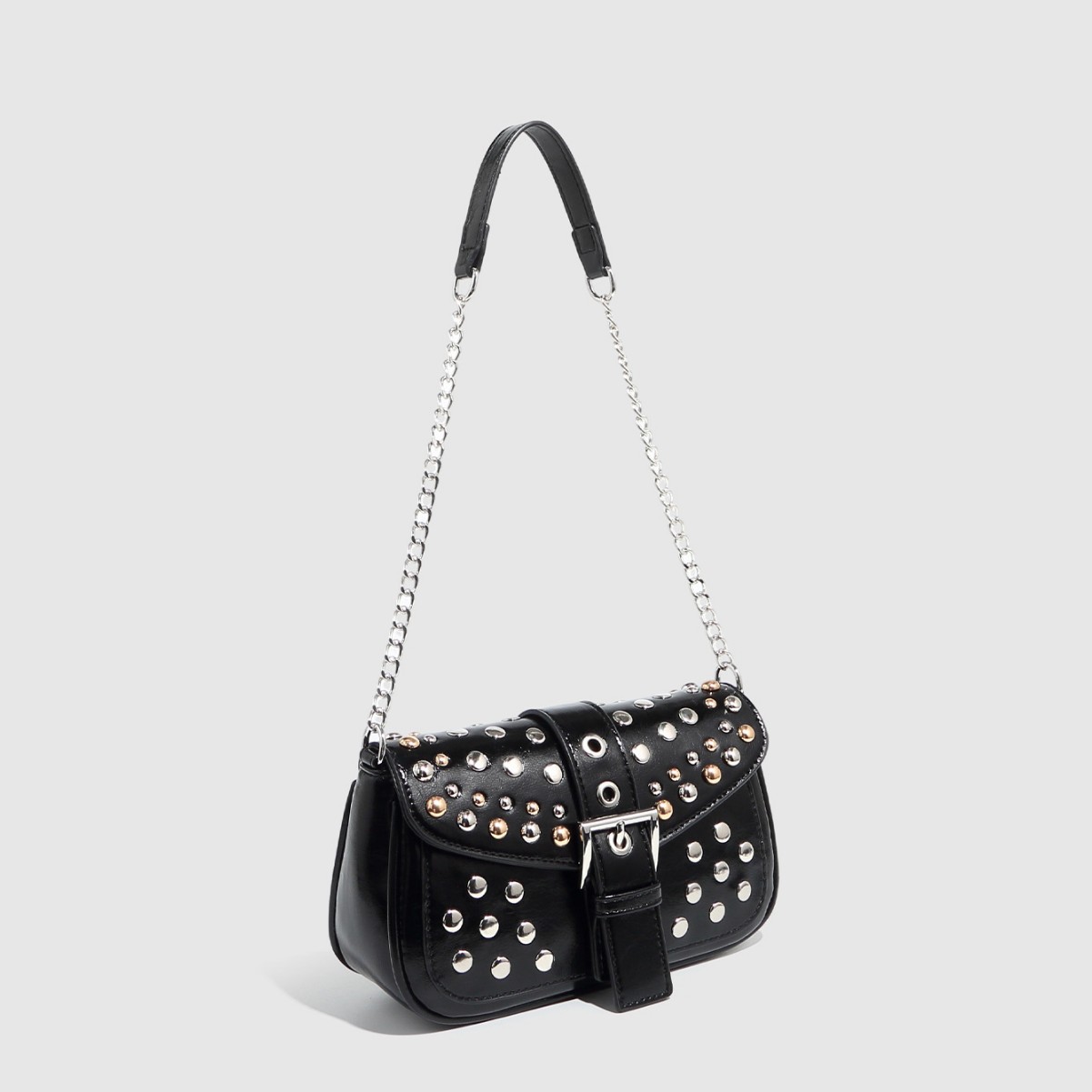 女性用PUレザーショルダーバッグ,リベットデザイン,高級脇毛 - Luxury Y2K Bags のレビューと価格