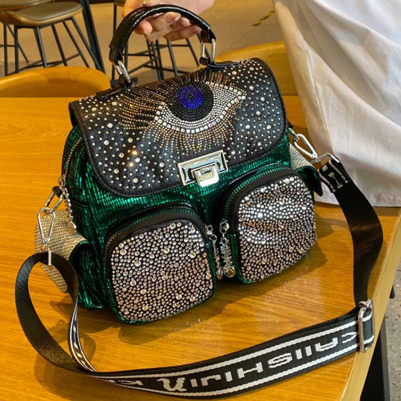 女性用バックパック,大容量ショルダーバッグ,合成皮革,ダイヤ - Luxury Bags Girls のレビューと価格