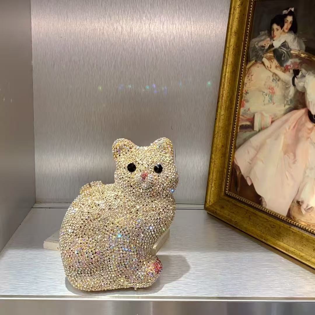 ゴールドかわいい猫の形の女性ハンドバッグウェディングパーティ - Luxury Bags Cute のレビューと価格