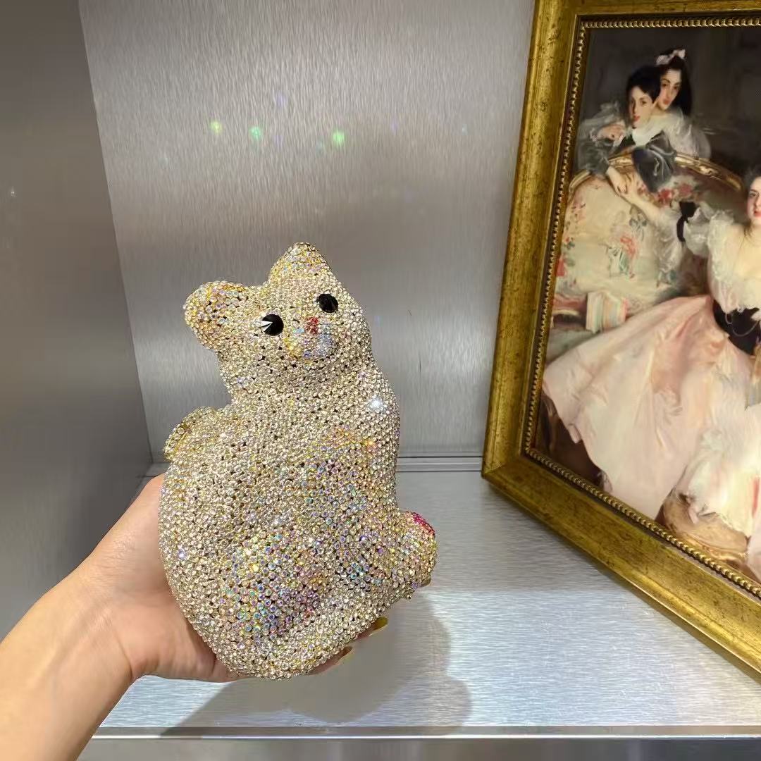 ゴールドかわいい猫の形の女性ハンドバッグウェディングパーティ - Luxury Bags Cute のレビューと価格