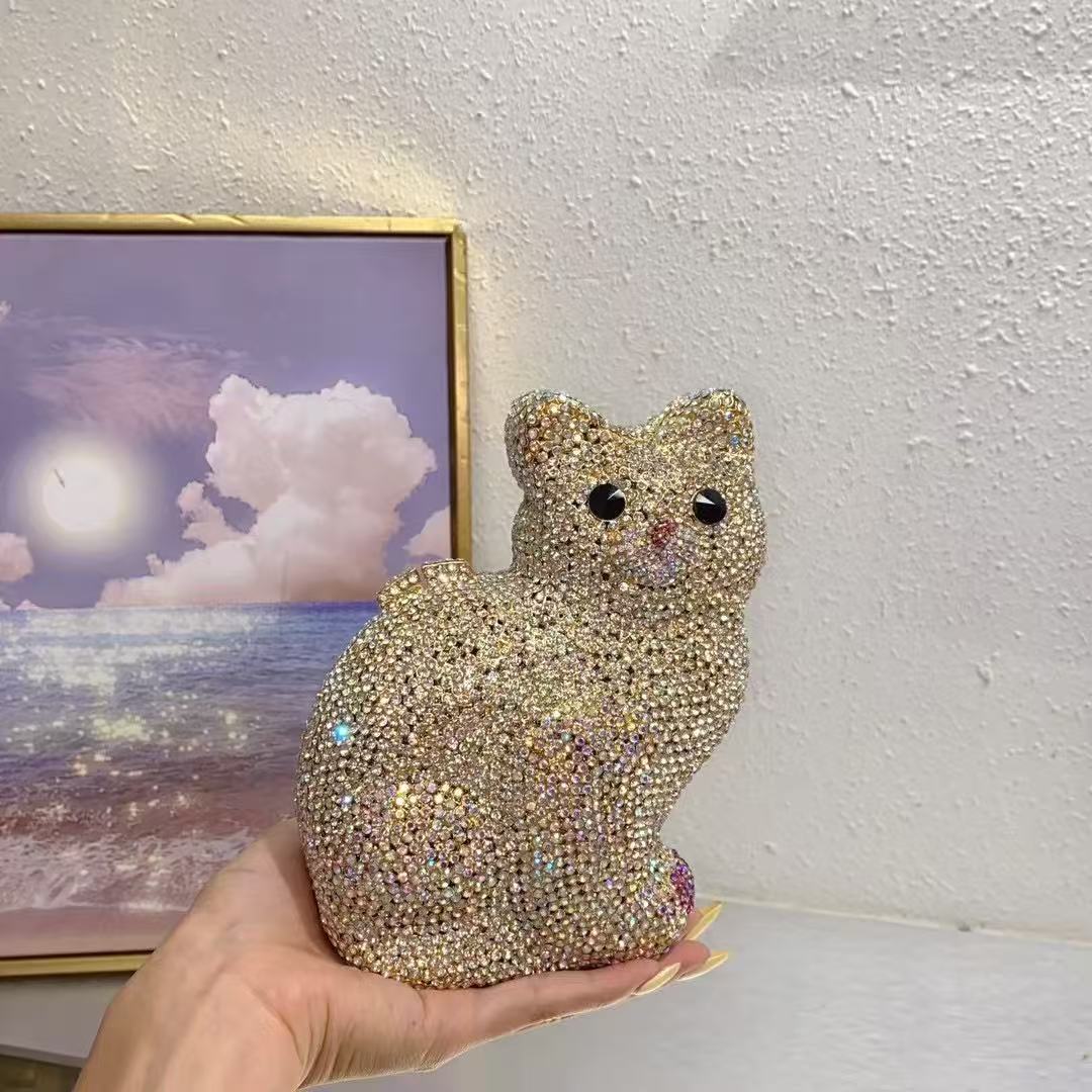 ゴールドかわいい猫の形の女性ハンドバッグウェディングパーティ - Luxury Bags Cute のレビューと価格