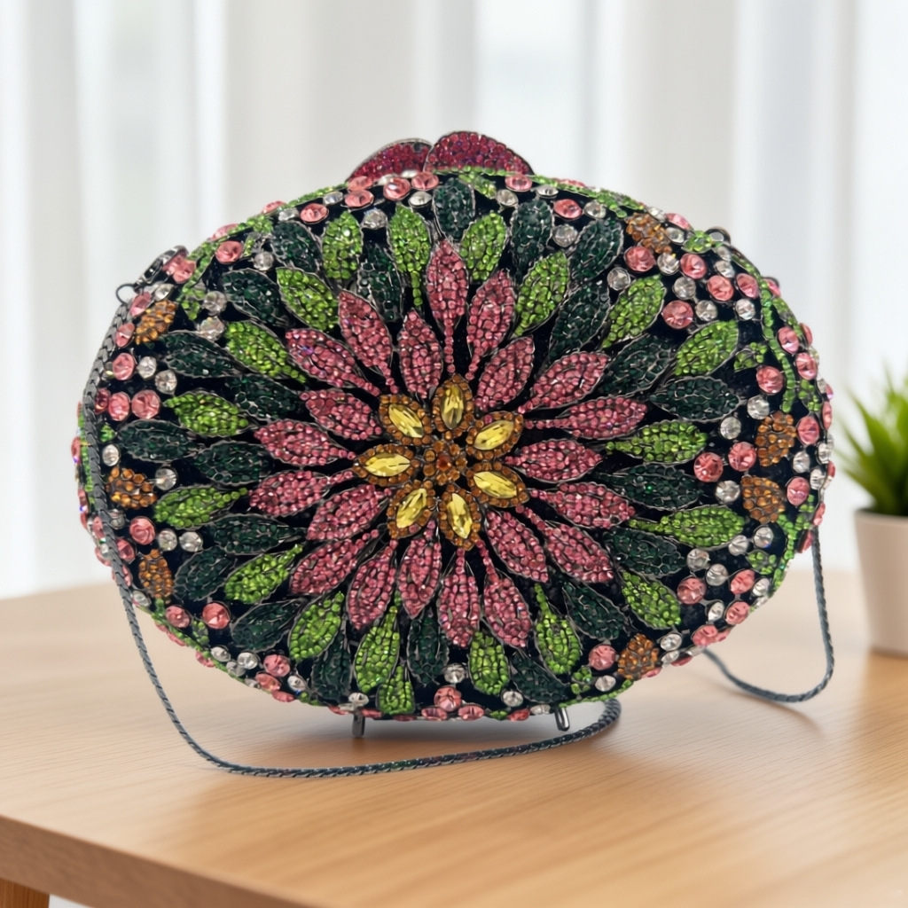 クリスタルバッグ ダイヤモンド フルブラックカラー フラワー - Luxury Bags Girls のレビューと価格